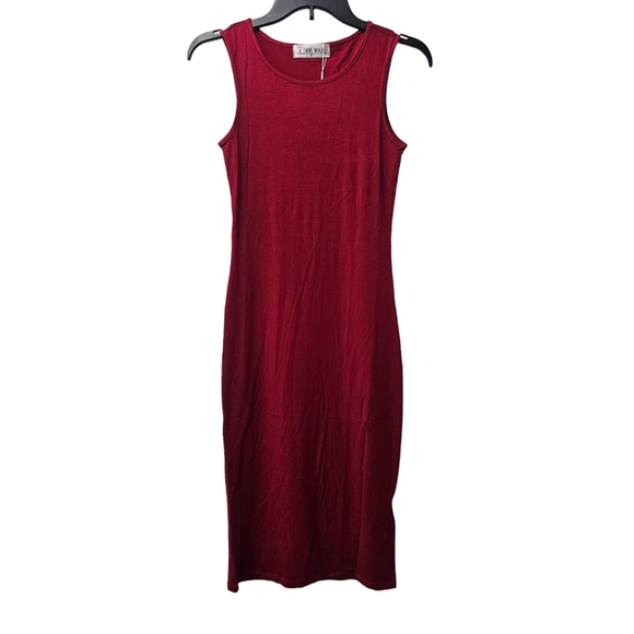 NWT Classic Slim Fit Sleeveless Bodycon Red Midi Dress Small - Picture 3 of 4